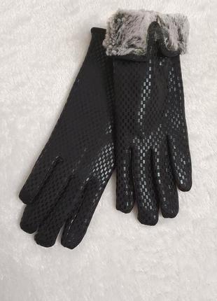 Стильные ,тёплые женские перчатки из лазерного трикотажа на меху .9 фото
