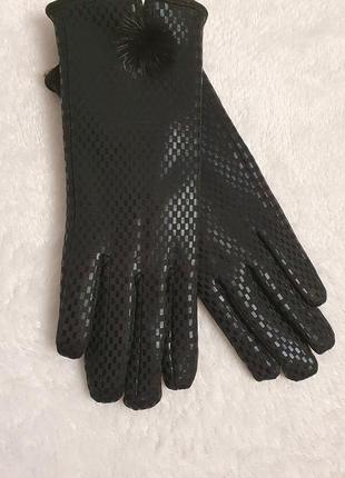 Стильные ,тёплые женские перчатки из лазерного трикотажа на меху .8 фото