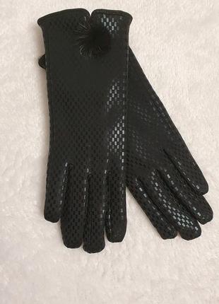 Стильные ,тёплые женские перчатки из лазерного трикотажа на меху .7 фото