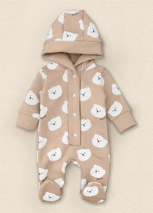 Теплий дитячий комбінезон, тринитка, 62 - 74 см