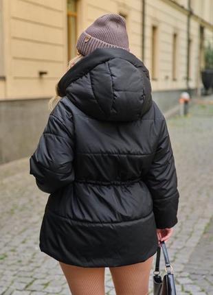 Коротка зимова куртка з капюшоном5 фото