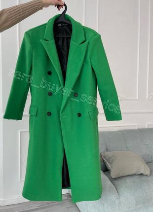 Пальто zara зелене пальто плащ тренч куртка шубка3 фото