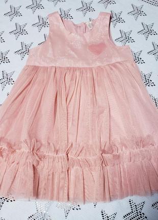 Orchestra фоанція ошатне плаття дівчинці 12-18м 1-1.5 г 80-86 см рожеве фатин паєтки
