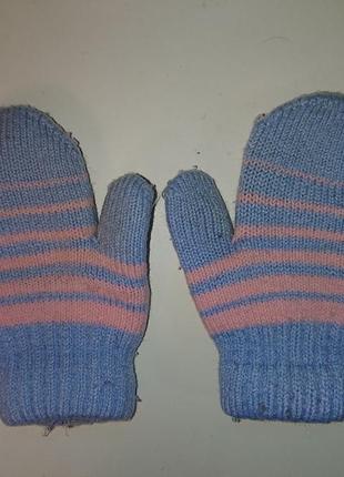 Детские теплые зимние варежки рукавицы 2-4 года