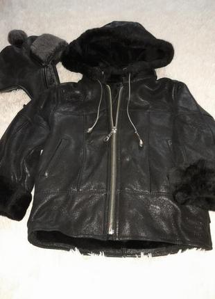 Натуральна дублянка + шапка