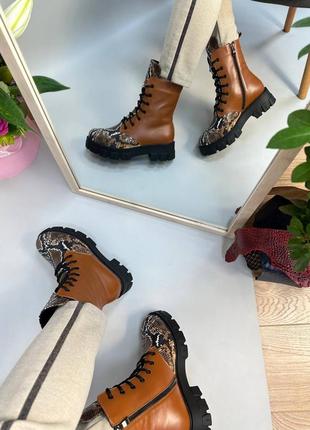 Эксклюзивные ботинки из натуральной итальянской кожи и замша женские6 фото