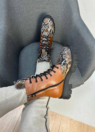 Эксклюзивные ботинки из натуральной итальянской кожи и замша женские4 фото