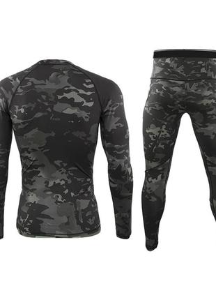 Термобелье мужское lesko a152 camouflage black 3xl для рыбалки ветрозащитное