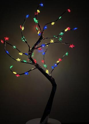 Світильник-нічник "зоряне різнокольорове дерево" сріблястого кольору з led підсвічуванням, настільна лампа1 фото
