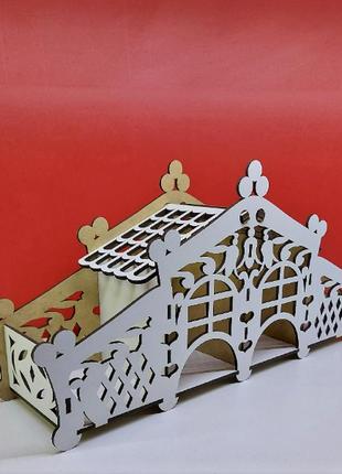Чайный домик "сказочный дворец" с конфетницами белый 36,5х17,5х9,5см