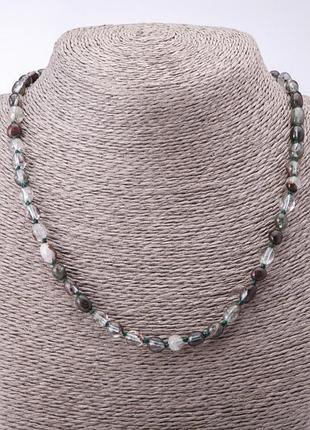 Бусы моховый агат галтовка d-6мм l-48см