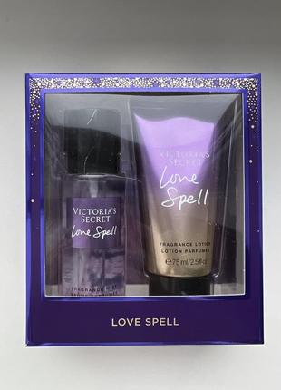 Новий подарунковий набір love spell victoria's secret лосьйон для тіла вікторія сикрет парфумований спрей на подарунок