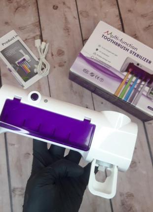 Диспенсер тримач для зубних щіток і пасти toothbrush sterilizer настінний автоматичний уф-стерилізація1 фото