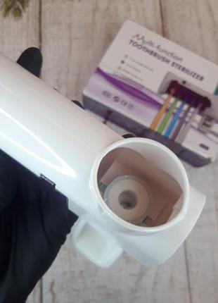 Диспенсер тримач для зубних щіток і пасти toothbrush sterilizer настінний автоматичний уф-стерилізація7 фото