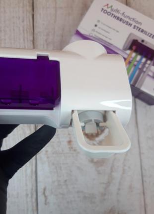 Диспенсер тримач для зубних щіток і пасти toothbrush sterilizer настінний автоматичний уф-стерилізація3 фото