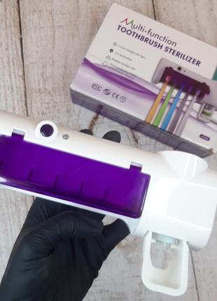 Диспенсер тримач для зубних щіток і пасти toothbrush sterilizer настінний автоматичний уф-стерилізація2 фото