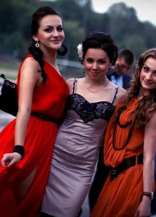 Шелковое красное платье в пол в греческом стиле3 фото