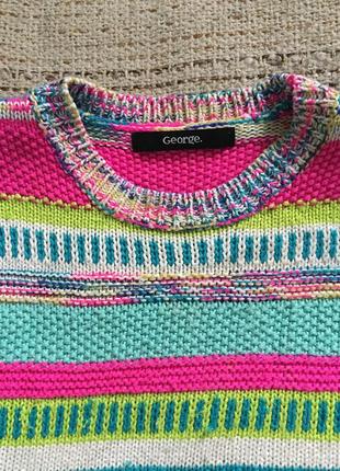 Яркое нарядное вязанное платье туника свитер свитерок в полоску george3 фото