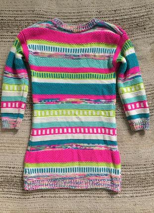 Яркое нарядное вязанное платье туника свитер свитерок в полоску george5 фото