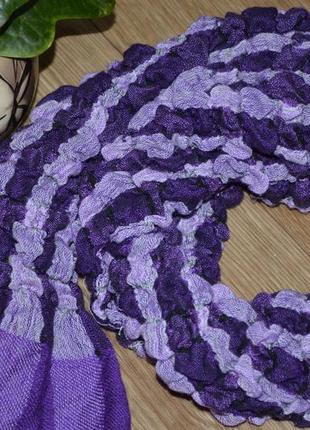 Осенне - зимний шарф , в фиолетово - сиреневый принт , мелкая драппировка4 фото