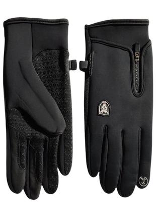 Спортивные сенсорные термо перчатки черного цвета5 фото