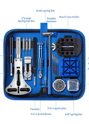 Набор часовщика, инструменты для ремонта часов, 185шт в чехле2 фото