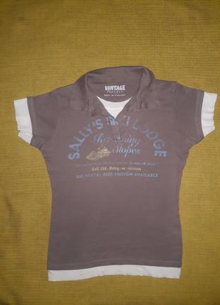 Футболка vintage шоколад  х/б р. xs/s