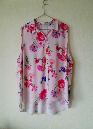 Пудровая блуза с удлиненной спинкой и цветочным принтом george 24 uk1 фото