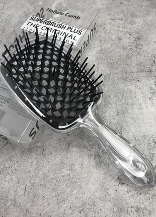 Гребінець для волосся superbrush plus hollow comb (прозорий з чорним)
