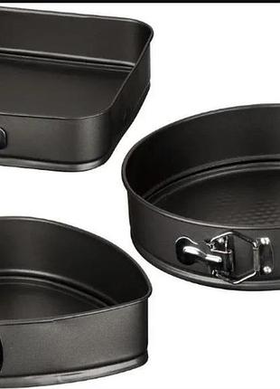 Набір роз'ємних форм для випікання, випікання коржів, рожів, кексів (серце, коло, квадрат)unique un-1703 3 в 1