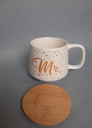 Керамічна чашка з бамбуковою кришкою3 фото