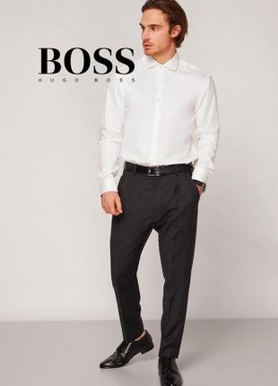 Класична чоловіча брендова базова топова бавовняна біла сорочка hugo boss l
