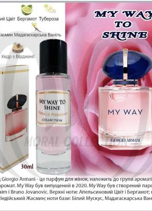 Парфюмированная вода для женщин morale parfums my way to shine 30 ml