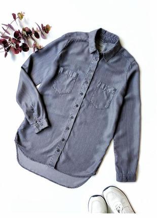 Серая джинсовая удлиненная рубашка свободного кроя denim co.
