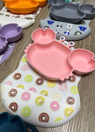 Силіконовий посуд силіконовий посуд нагрудник ніблер секційна тарілка