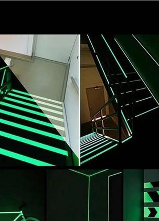 Светящаяся лента зелёная предупреждающий заземляющий светильник для лестницы противоскользящая наклейка светоотражающая люминесцентная