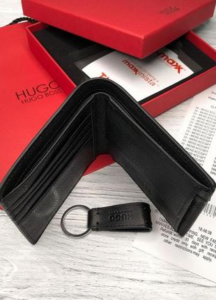 Мужской брендовый кошелек hugo boss lux + брелок‼️6 фото