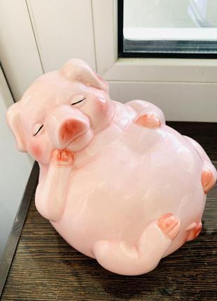 Копилка для денег  свинка керамика