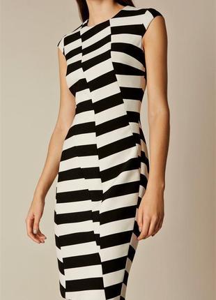 Чорно біле плаття в смужку футляр люксового бренду karen millen/оригінал3 фото