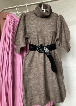 Платье свитер свободного кроя объемный рукав тренд2 фото