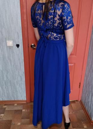 Платье вечернее с шлейфом синее платье длинное4 фото