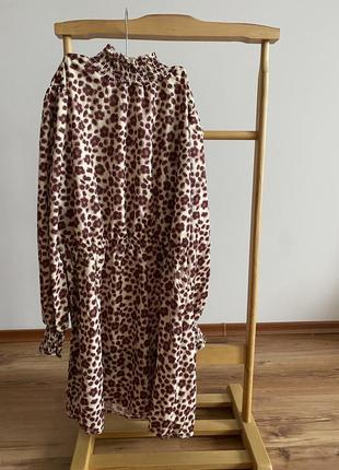 Платье в леопардовый принт с длинным рукавом m-l1 фото