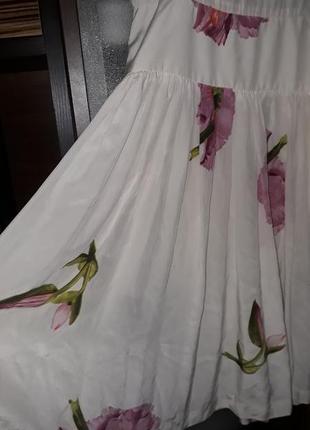 Шикарное шёлковое белое в цветы винтажное платье valentino6 фото