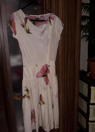 Шикарное шёлковое белое в цветы винтажное платье valentino7 фото
