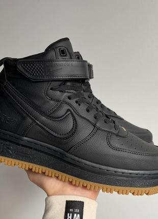 Мужские высокие кожаные кроссовки nike air force 1 gore-tex black\brown 2#найк