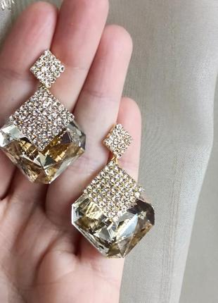 Серьги кристалы сережки свадебные вечерние