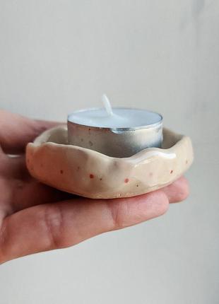 Подсвечник подсиавка под свечку таблетку тарелочка тюльпан глина керамика2 фото