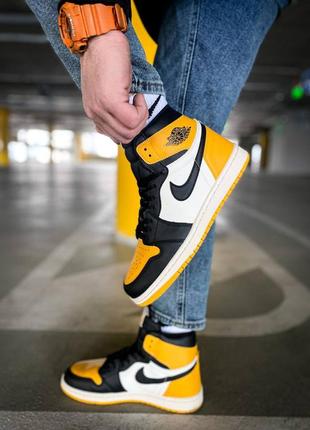 Женские кроссовки nike air jordan 1 yellow black 36-37-38-39-40-413 фото