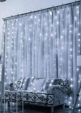 Світлодіодна гірлянда водоспад штора 480 led white біла 3х3м