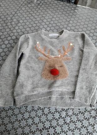 Новорічна кофта , з підсвіткою,  светер вязаний2 фото